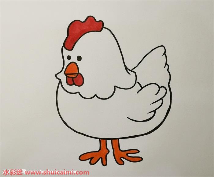 母鸡小鸡简笔画彩色图片
