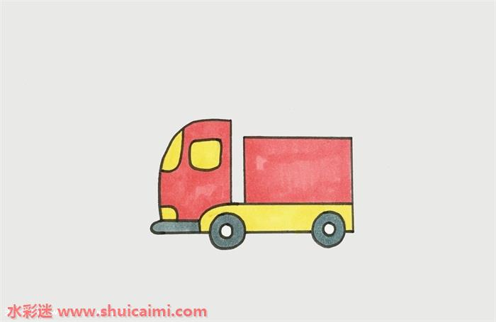 集装箱卡车简笔画彩色图片