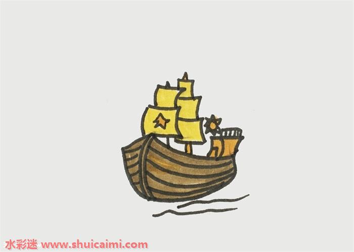 船简笔画 古代儿童画图片
