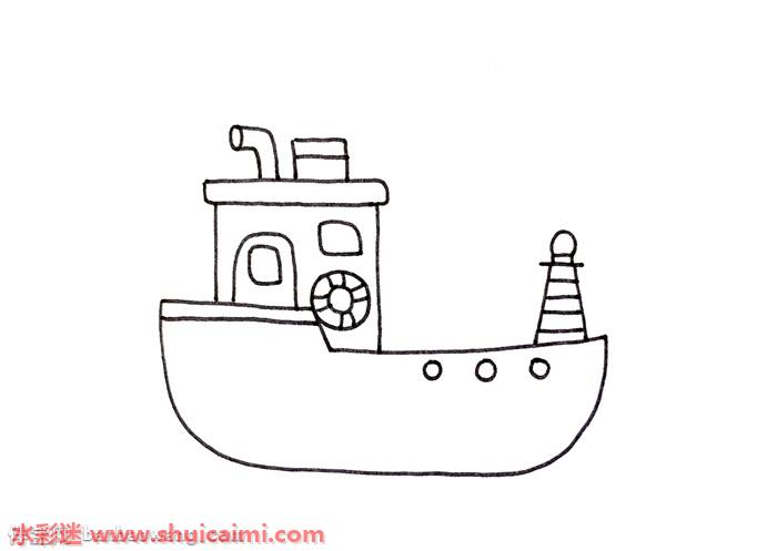 汽艇船简笔画图片