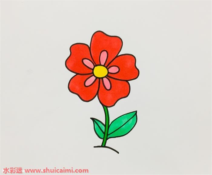 春天红色的花的简笔画图片