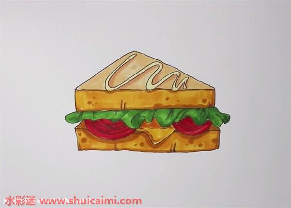 三明治怎么画 三明治简笔画图片带颜色 