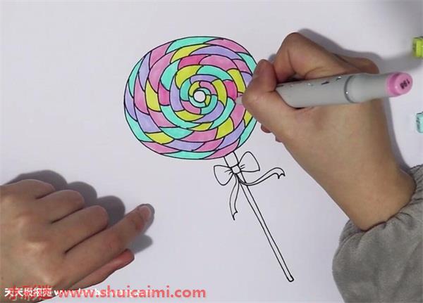 棒棒糖怎么画 棒棒糖简笔画简单好看带颜色 水彩迷