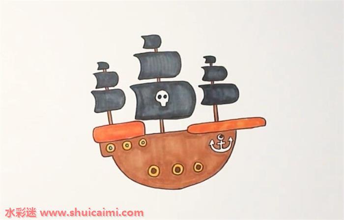 简单的海盗船简笔画图片