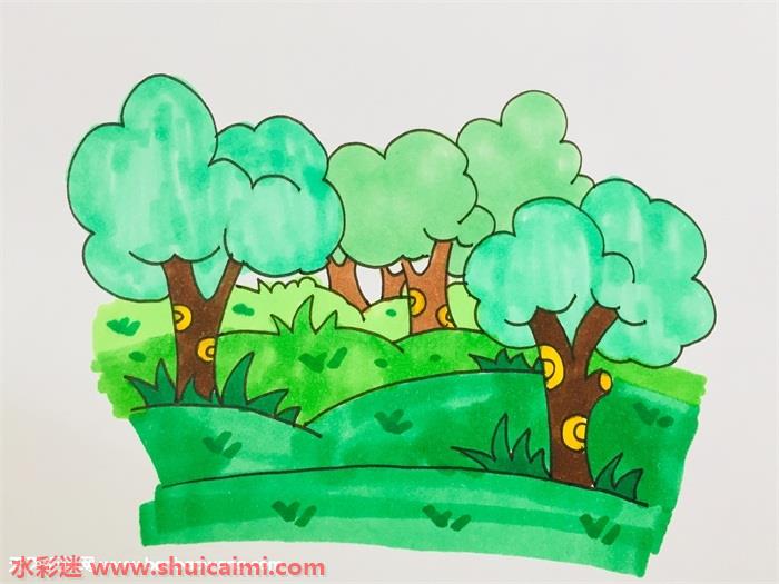 祖先生活的原始森林怎么画原始森林简笔画简单彩色
