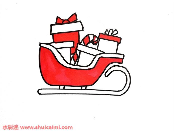 圣诞雪橇简笔画简单图片