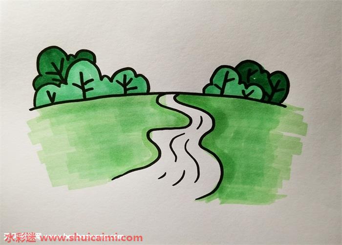 一条小河的简笔画图片
