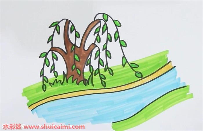 二年级柳树怎么画简便图片