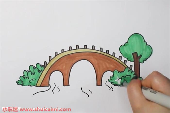 拱桥简笔画 涂色图片