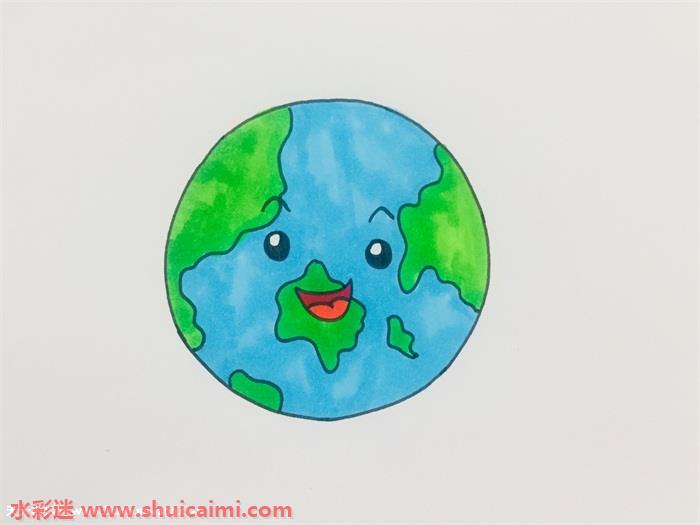 地球简笔画可爱绘画图片