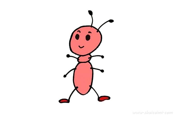 蚂蚁简笔画彩色画法图片
