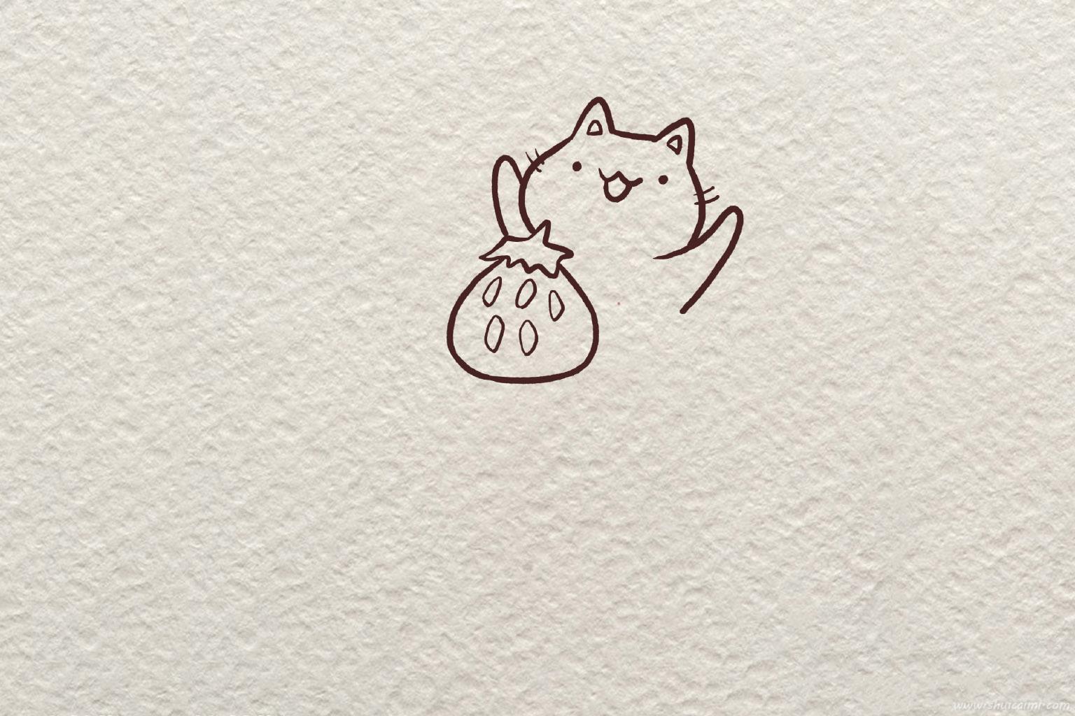 吃蛋糕开心小猫怎么画 吃蛋糕开心小猫简笔画画法 - 水彩迷