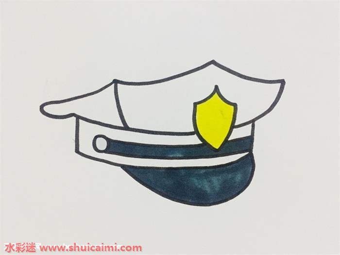 警察帽子怎么画警察帽子简笔画图片大全带颜色 水彩迷