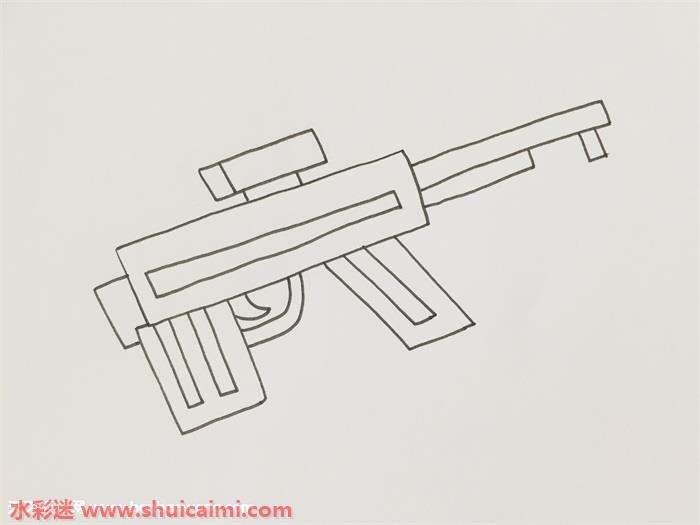 简单的枪怎么画笔画图片