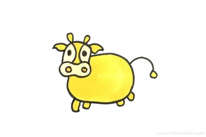 小牛简笔画可爱颜色图片