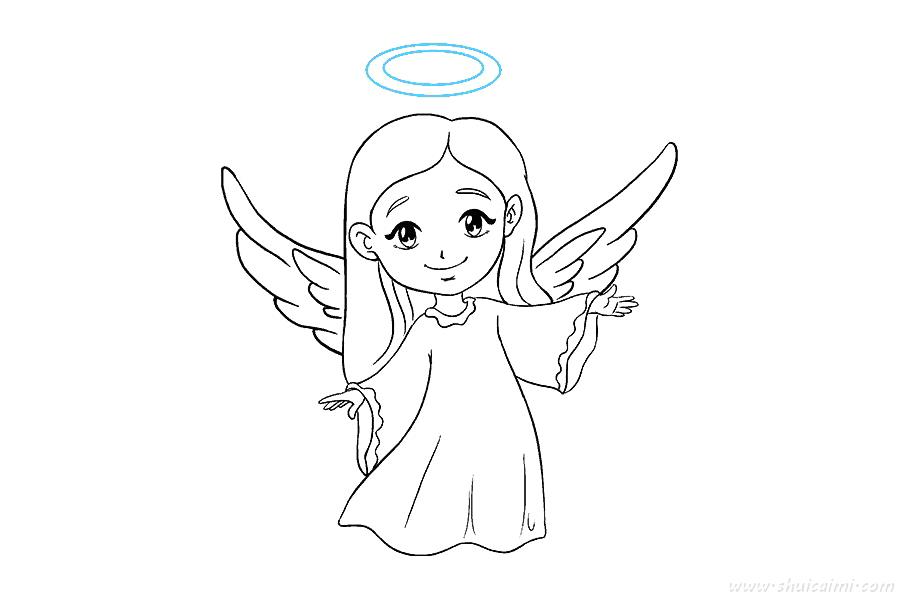 天使少女简笔画 简单图片