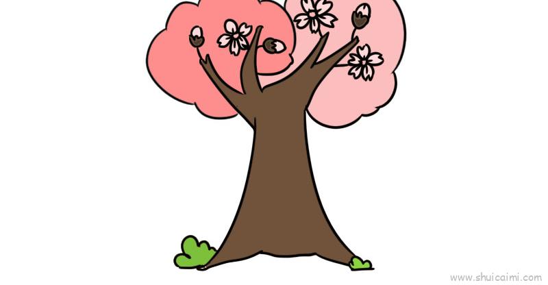 樱花树儿童画怎么画 樱花树简笔画画法