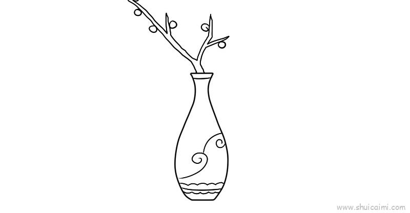 插梅花的花瓶简笔画图片