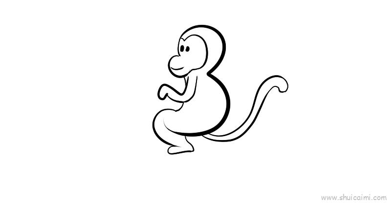 123画猴子简笔画数字图片