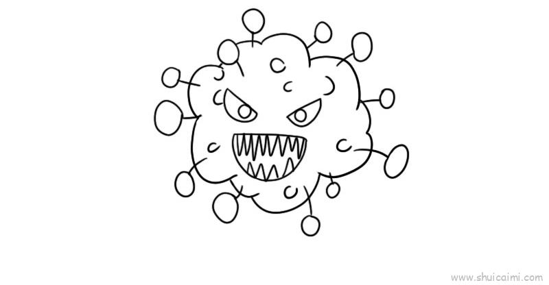 抗击新冠病毒简单绘画图片