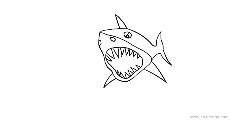 鲨鱼吃大白鲨儿童画怎么画 鲨鱼吃大白鲨简笔画图片大全
