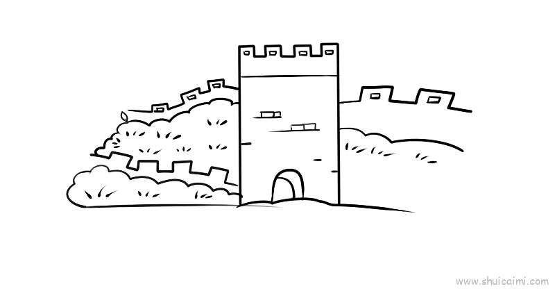 古代城墙简笔画侧面图片
