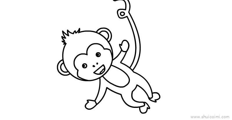 1,首先画出猴子的头部2,再画出猴子的身体3,然后画出猴子的尾巴