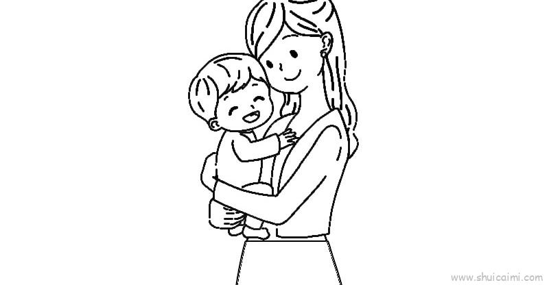妈妈抱着婴儿的简笔画图片