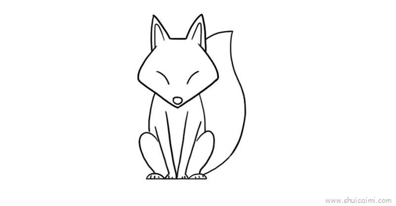 1,先画出狐狸的头部2,画出身体的部分3,后面画一个大尾巴
