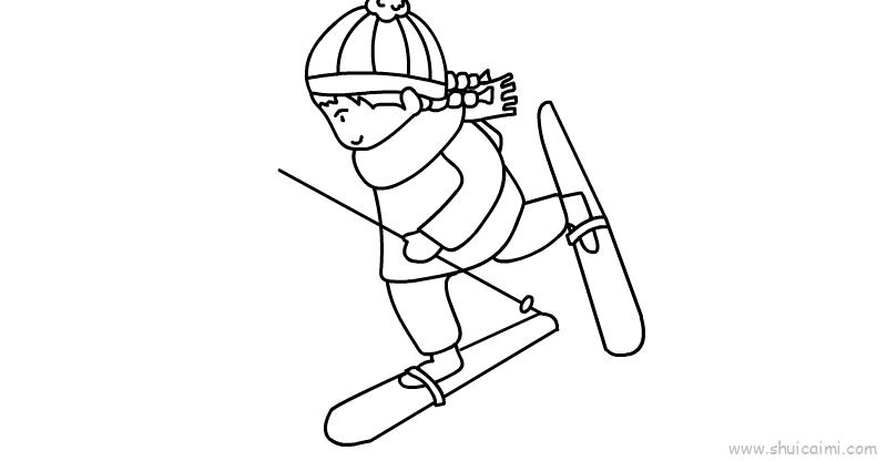 滑雪小人简笔画男孩图片