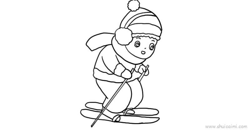 滑雪的动作简笔画图片