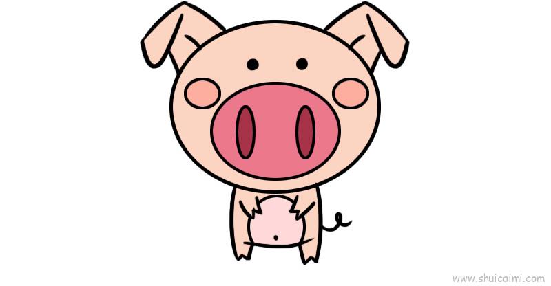 1,先画出小猪的头和耳朵2,接着画出眼睛,鼻子