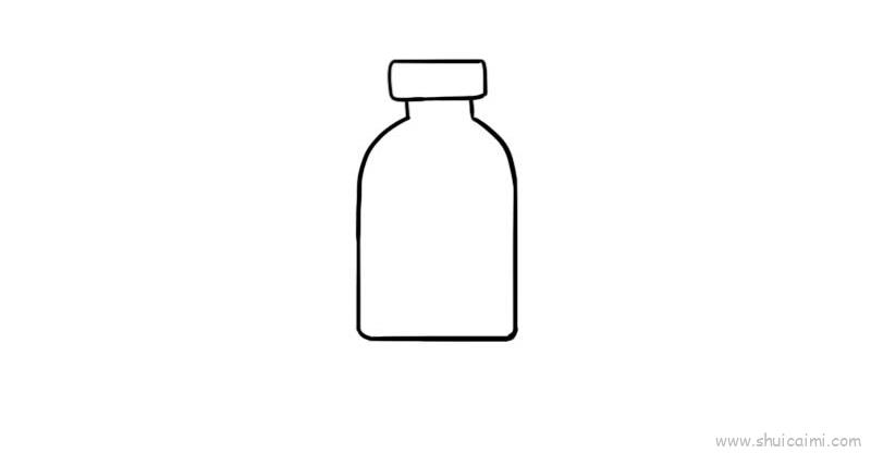 1,先画一个瓶子2,在瓶子外面画上标志3,外面用红色再画一层