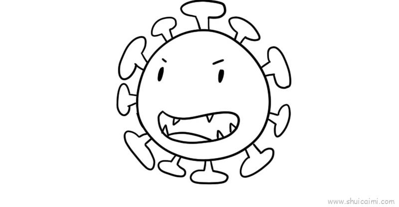 新型冠状病毒内容儿童画怎么画 新型冠状病毒内容简笔画顺序