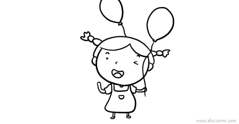 玩气球儿童画怎么画 玩气球简笔画顺序