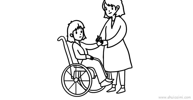 坐轮椅的小女孩简笔画图片