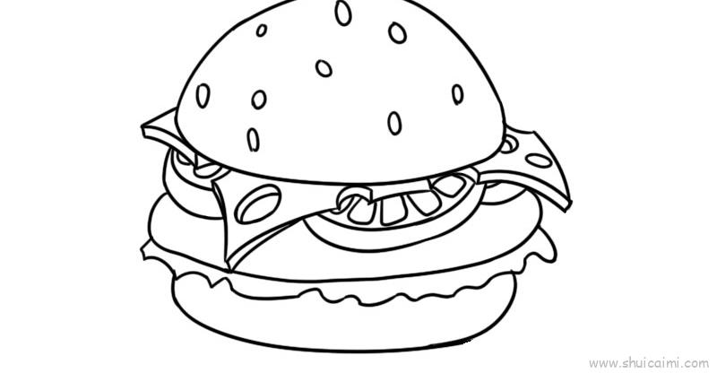 汉堡包面包简笔画图片