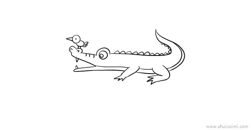 爬行动物鳄鱼儿童画怎么画 爬行动物鳄鱼简笔画图片大全