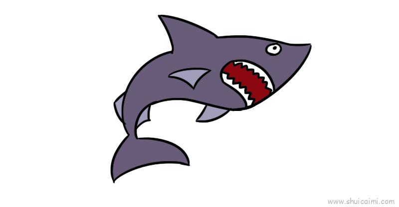 大白鲨简笔画 彩色图片