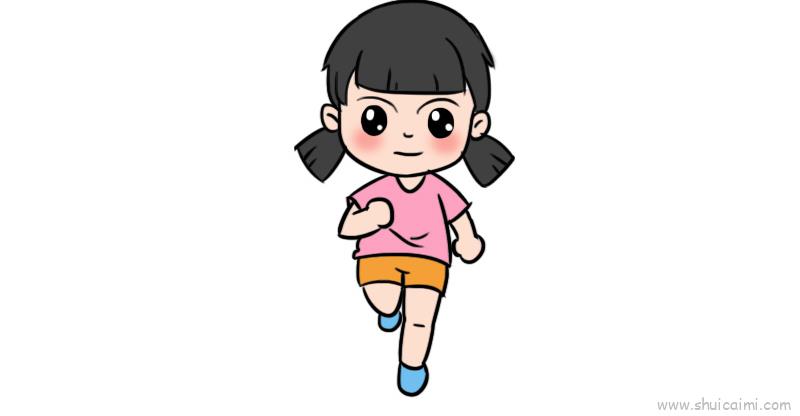 最简单小女孩跑步的画图片