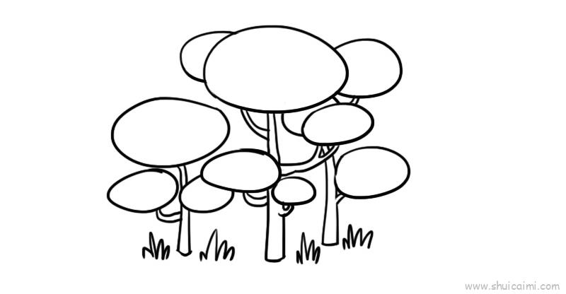 森林儿童画怎么画 森林简笔画简单