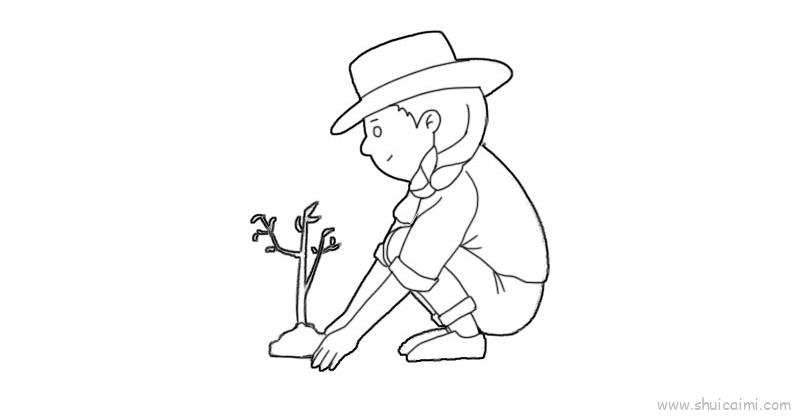 植树儿童画怎么画植树简笔画简单又好看