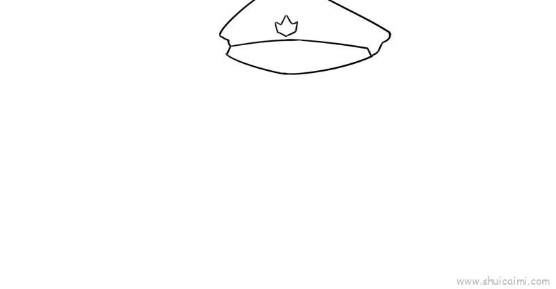 1,首先画警察的帽子形状;电信网络警察教程简笔画画法图解这是一篇