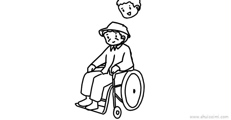 坐轮椅简笔画图片