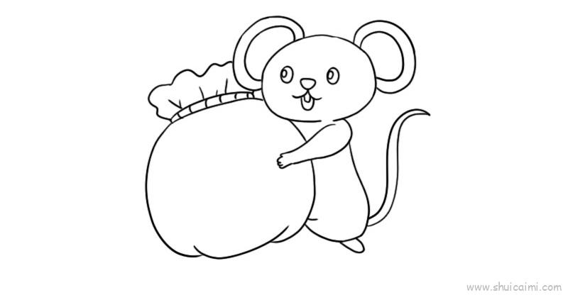 新春老鼠抱福袋儿童画怎么画 新春老鼠抱福袋简笔画画法