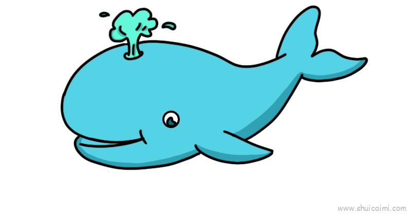 鲸鱼简笔画抽象彩色图片