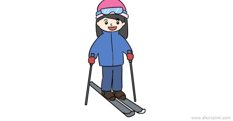 冬奥简笔画简单滑雪图片