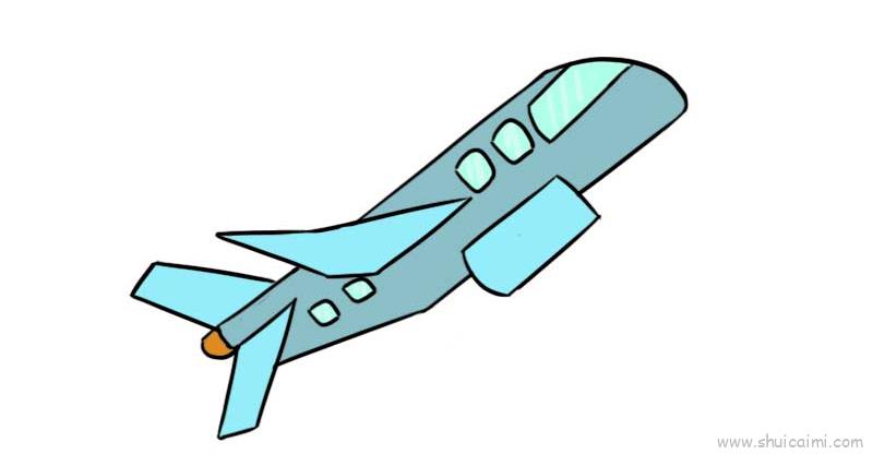 飞机简笔画彩色在空中图片