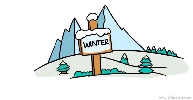 冬天景色主题画儿童画怎么画 冬天景色主题画简笔画步骤