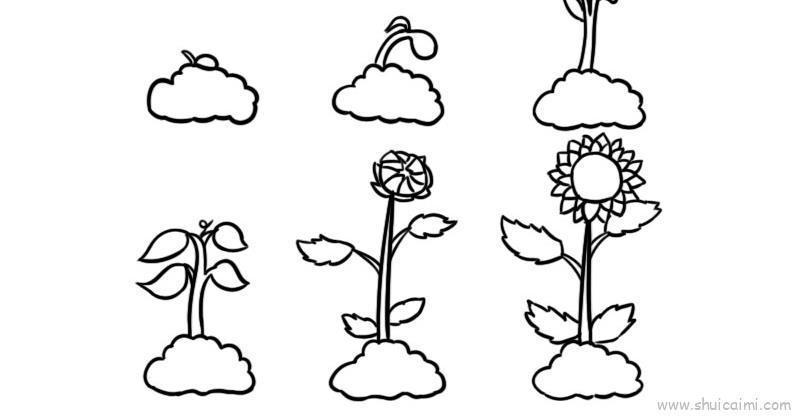 一排生长的植物儿童画图片